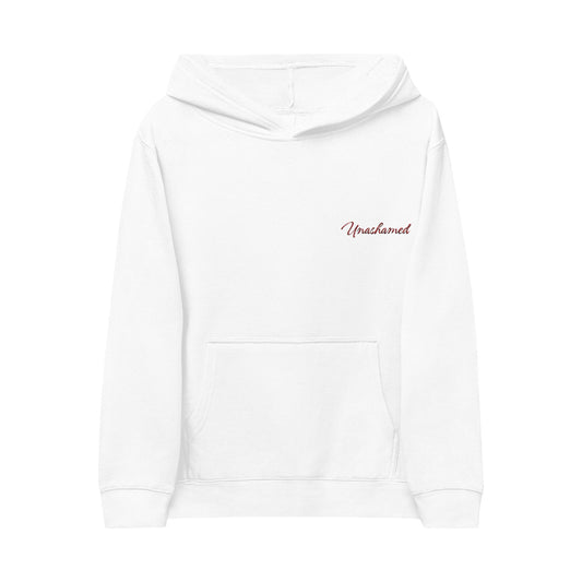 Kids Fleece Hoodie with 'Unashamed'  Embroidery