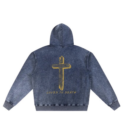 Loved To Death Snow Oversized Hoodie (Snow Washed)